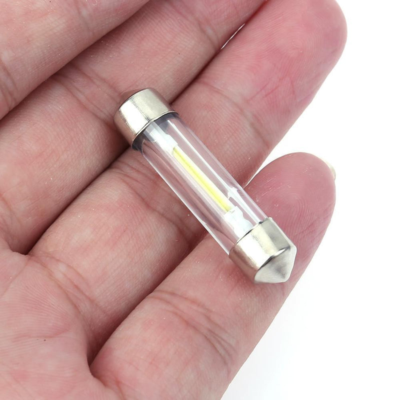 10pcs 39mm White COB LED Car Interior Glass Lens Festoon Dome Reading Light