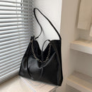 Women Fashion PU Leather Solid Color Large Capacity Tote Shoulder Shopping Bags