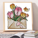 Partial Embroidery 14CT DIY Tulips in Envelope 2 Strand Kit Counted Cross Stitch