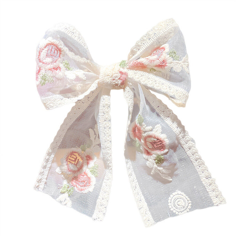 Style Sweet Hair Barrettes Ponytail Lace Hair Clips Bow Knot Hair Barrettes