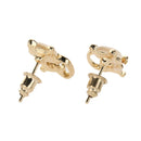 Cat Eye Stone Diamond Shiny Kitty Cute Small Animal Earrings (White)