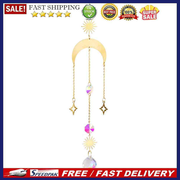 Suncatcher Crystal Star Moon Sun Chandelier Pendant Prism Hanging Lamp Ornament