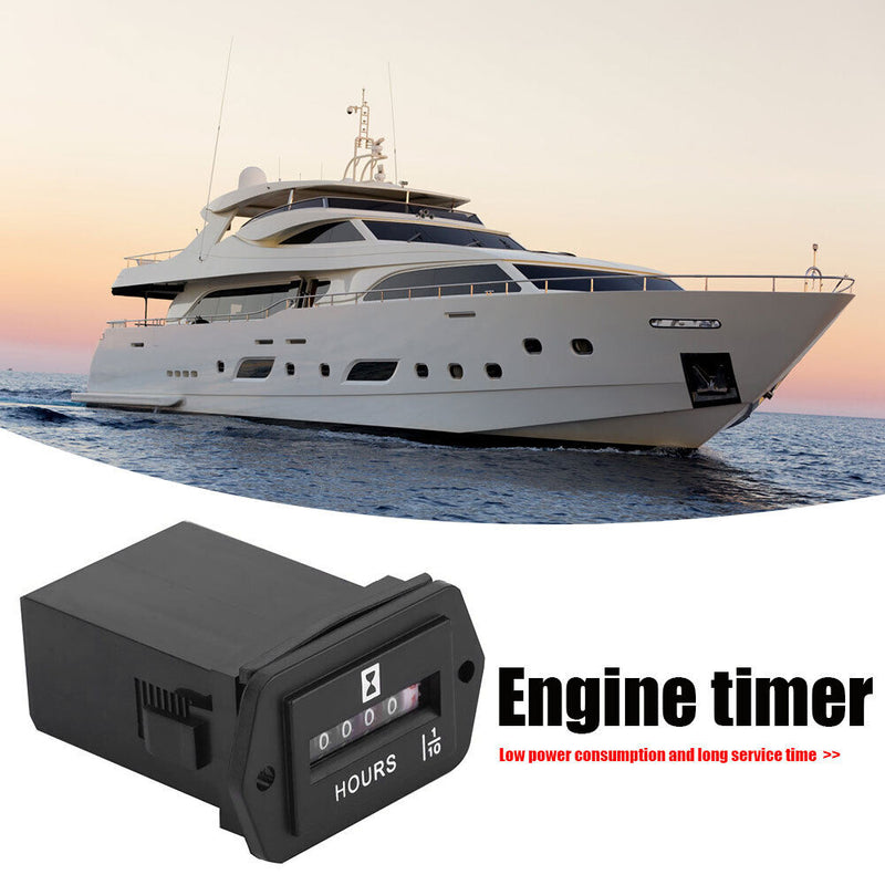 HM002 Mechanical Hour Meter Rectangular Hourmeter for 6-80V DC Power Equipm