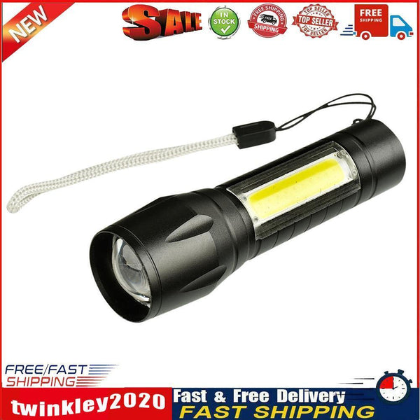 XPE+COB LED Flashlight Rechargeable IPX4 3 Gears Adjustable Electric Torch Newly