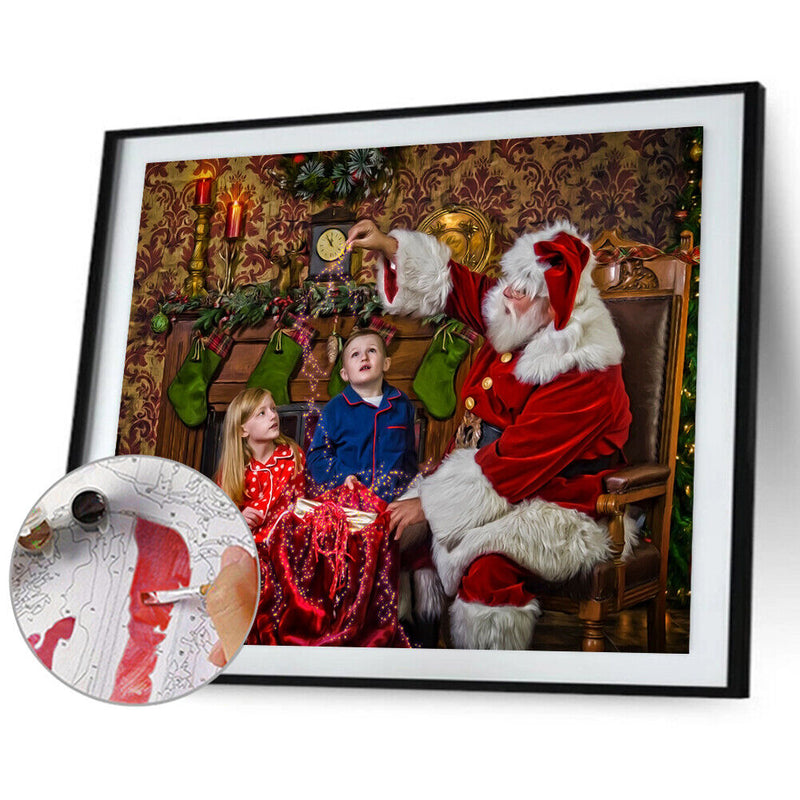 Santa Claus Oil Paint By Numbers Kits Canvas Christmas Drawing DIY Coloring Gift
