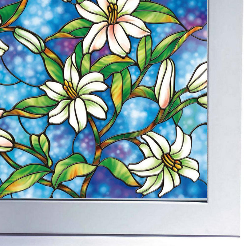 45cm*100cm Orchid Window Film Stained Glass Home Privacy DIY Decoration Newly