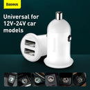 Baseus Grain Pro Car Charger 4.8A Dual USB Charger Charging Adapter (White)