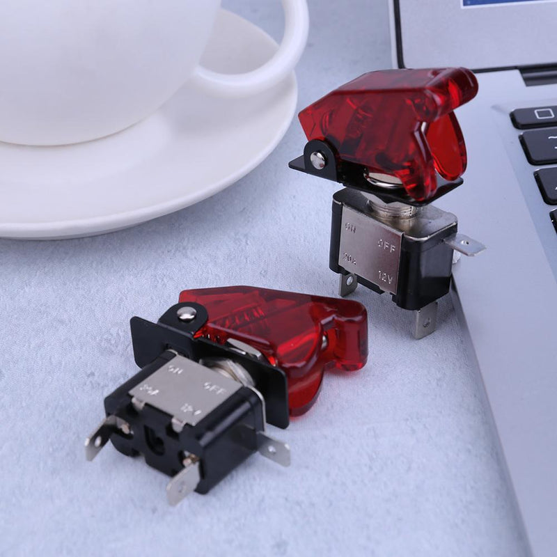 5pcs 12V 20A LED Red Light Cover Racing Car SPST Rocker Tilt Switch Lightest