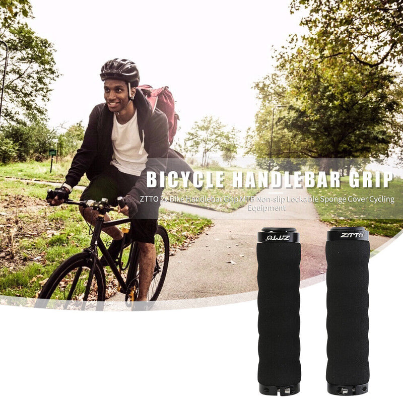 ZTTO 2pcs Bicycle Handlebar Grip MTB Non-slip Lockable Sponge Cover (Black)