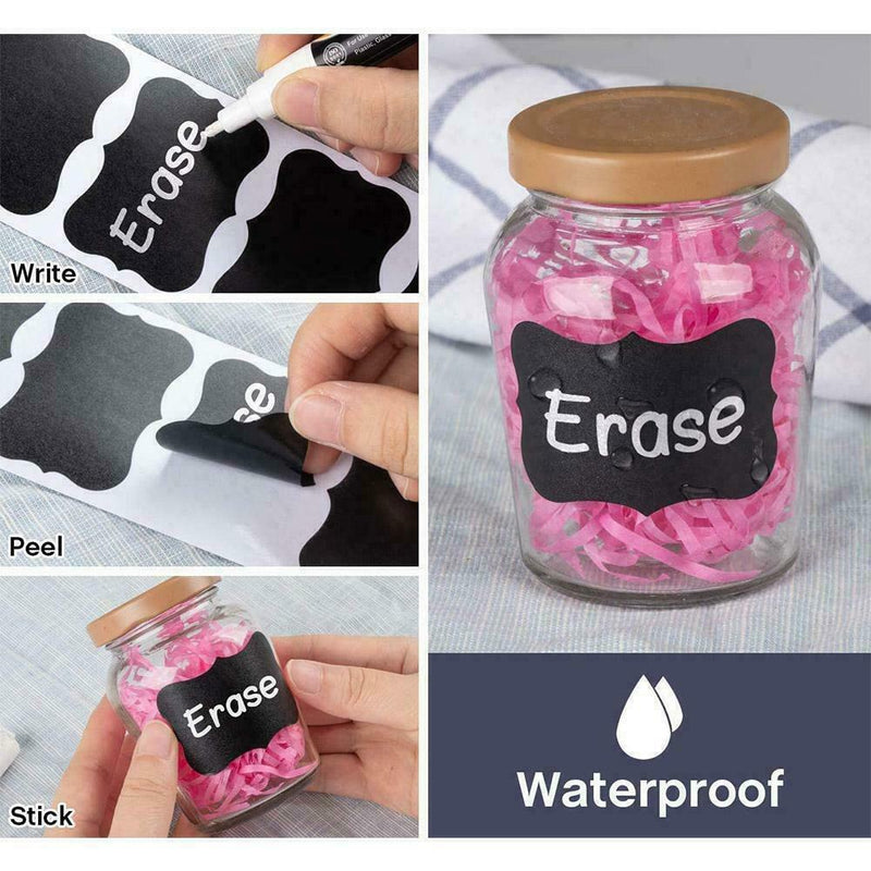 40x Kitchen Accessories Blackboard Stickers Labels Rewritables White With K9I8