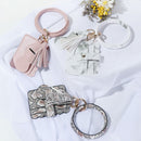 Bracelet PU Leather Card Bag Wristlet Key Ring Wallet Keychain O-ring Bracelet
