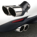 Universal Car Exhaust Tip Rolled Edge 1 to 2 Auto Muffler Silencer Black+Si