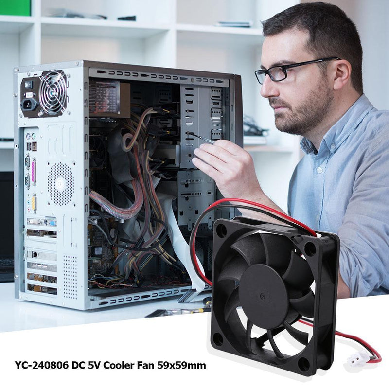 YC-240806 DC 5V Cooler Fan 59x59mm 7 Blades Computer Cooling Fan Radiator Newly