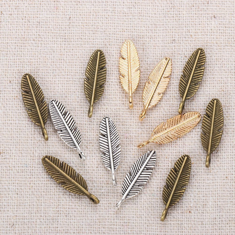 DIY Finding Jewelry Bracelet Beads Necklace Pendant Small Charm Feather Leaf