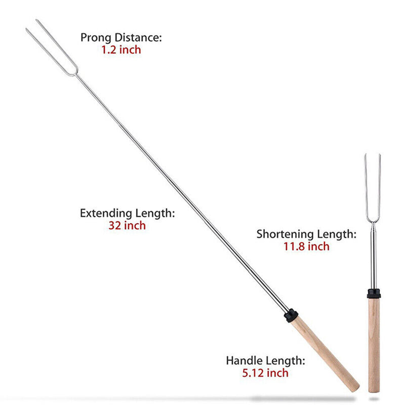 5x Outdoor BBQ Forks Stainless Steel Telescopic U-Shaped Camping Barbecue Sticks