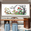 Partial Cross Stitch Flower Compete 14CT Printed Needlework Handmade Wall Art