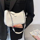 Fashion Women PU Pure Color Shoulder Underarm Hobos Bag Handbag (White)