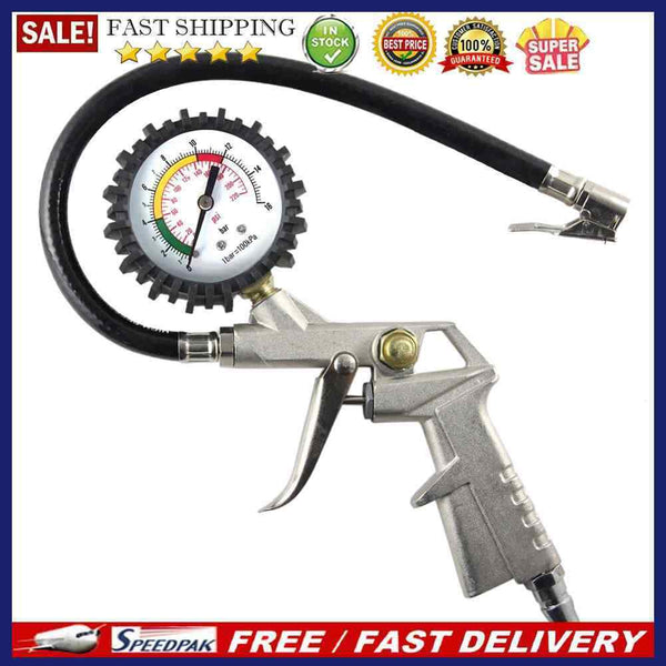 AUTO TRUCK TYRE TIRE AIR INFLATOR DIAL PRESSURE METER GAUGE COMPRESSOR TOOL