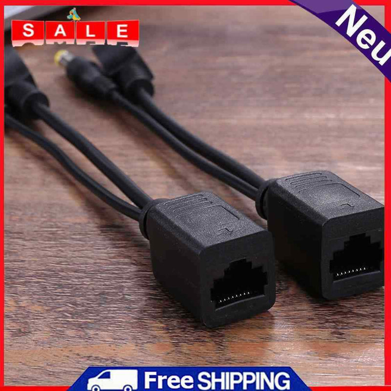 Power Over Ethernet PoE Adapter Injector + Splitter Kit PoE Cable Black