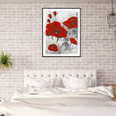 DIY Diamond Painting Red Flower Full Round Drill Rhinestone Home Decorations