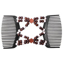 Retro Magic Beads Double Hair Comb Clip Stretchy Hair Combs (Small Flower)
