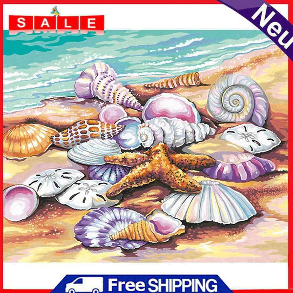 Sea Shells Oil Paint By Numbers Kits DIY Handpainted on Canvas Wall Unframed