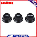 3pcs Plastic Electric Guitar Bass Volume Knob Potentiometer Caps (Black)