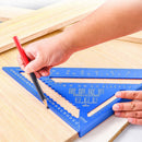 12 inch Metric Aluminum Alloy Triangular Measuring Ruler Angle Protractor Newly