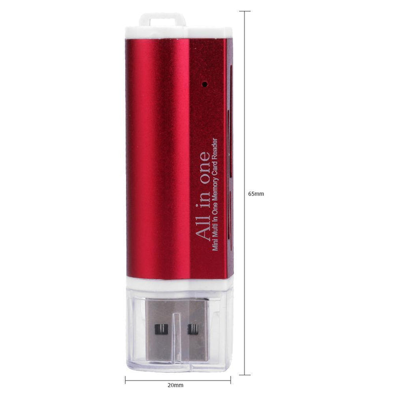 USB2.0 4-Inch Multi Memory Card Reader for SD/SDHC/Mini SD/MMC/TF (Red)