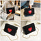 Winter Heart Small Bags Women Girls Chain Shoulder Messenger Bags (Black)