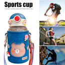 620ML Kids Water Sippy Cup with Silicone Bag Cartoon Feeding Bottle (Blue) Newly