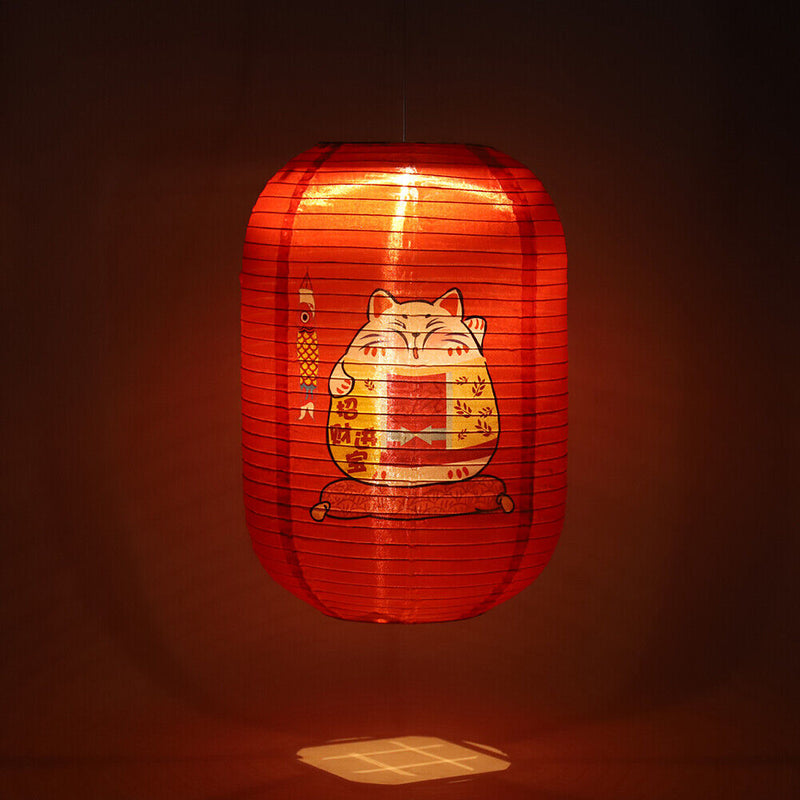 #A Chinese Lantern Solar LED Night Light Nylon Cloth Spray Painting Waterproof L