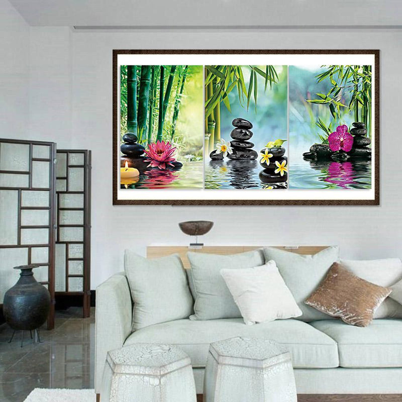 3pcs 5D DIY Full Drill Diamond Painting Stone Flowers Cross Stitch Crafts