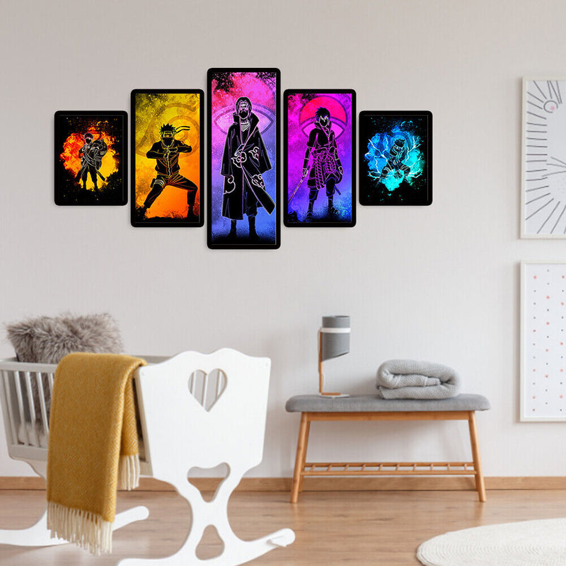 5 Panels Naruto Oil Paint By Numbers Kit DIY Home Decoration Gift Wall Pict