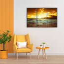 Canvas Paint By Numbers Seaside Sunset 3 Panel Oil Hand Painted Home Drawing Kit