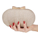 Wedding Rhinestones Beaded Egg Shape Shoulder Chain Purse Evening Bag Clutch