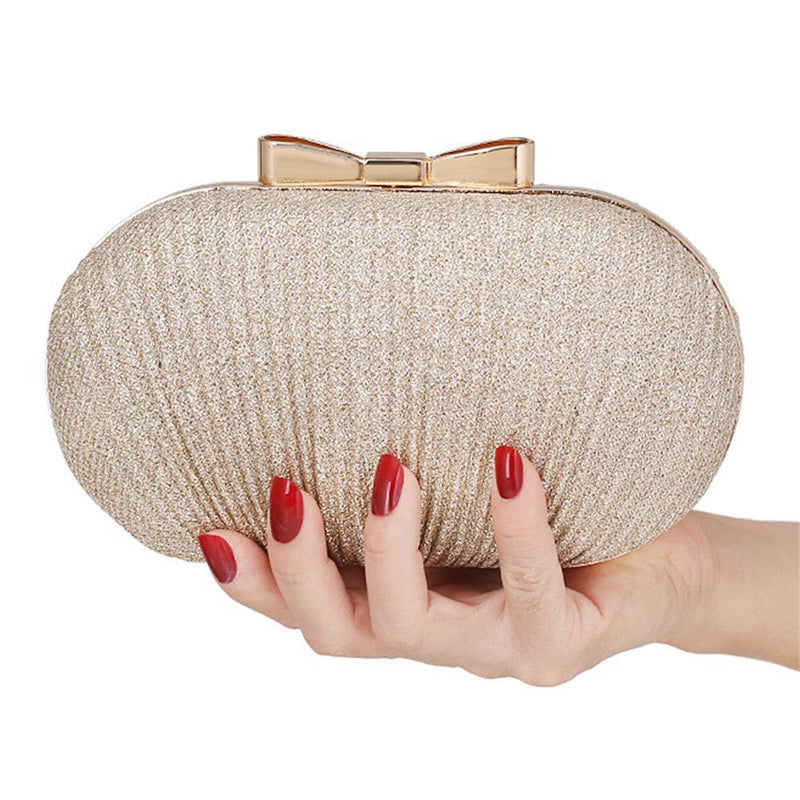 Wedding Rhinestones Beaded Egg Shape Shoulder Chain Purse Evening Bag Clutch