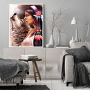 DIY Hand Painted Paint By Numbers Oil Canvas Pictures Aboriginal Girl Wolf Kit