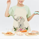 Kitchen Linen Apron Small Elephant Print Home Restaurant Cooking Baking Bib