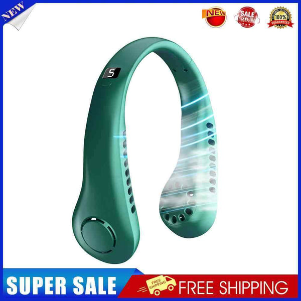 #A Portable Hanging Neck Fan USB 2000mAh Digital Summer Air Cooling Bladeless Fa