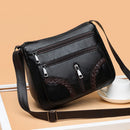 Women Braided PU Shoulder Messenger Bag Multi-pocket Solid Handbag (Black)
