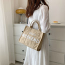 Canvas Women Shoulder Bag Large Capacity Totes Letter Printed Crossbody Handbag