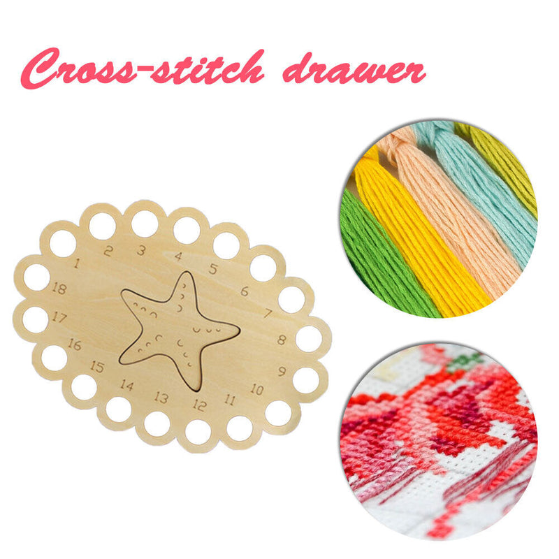 Wooden Carved Cross Stitch Thread Board Embroidery Thread Plate (Starfish)