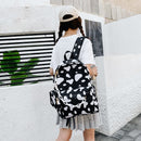 Casual Nylon Shoulder School Bags Cow Letter Print Women Girls Travel Backpacks