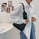 Fashion Women Stone Pattern Shoulder Bag Purse 2pcs Composite Bags (Black)
