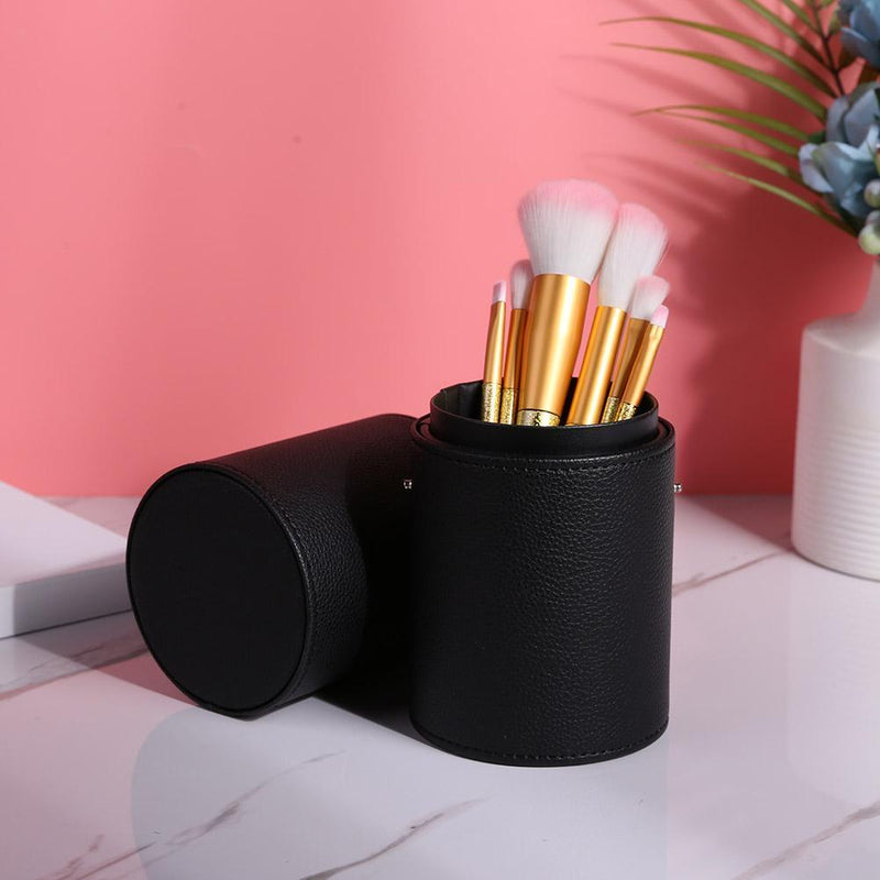 Leather Makeup Brush Holder Travel Cosmetic Pens Storage Cup Case (Black) Newly