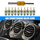 10pcs R134a Car A/C Valve Cores Air Conditioning Valve Cores Green + Tool