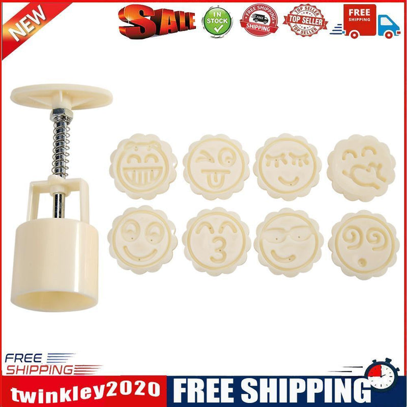 Hand Press Mooncake Mold Cake Emoticon Printed Cake Decor Kitchen Bake Tool