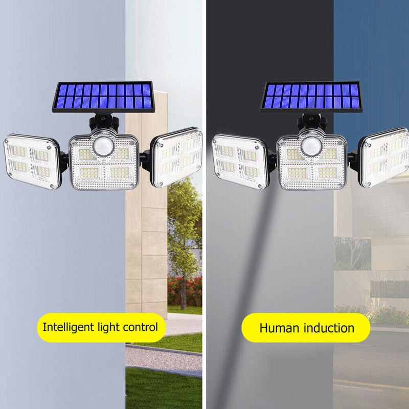122LEDs 3 Head Light PIR Sensor Solar Outdoor Waterproof Lamp (JD-2757) Newly