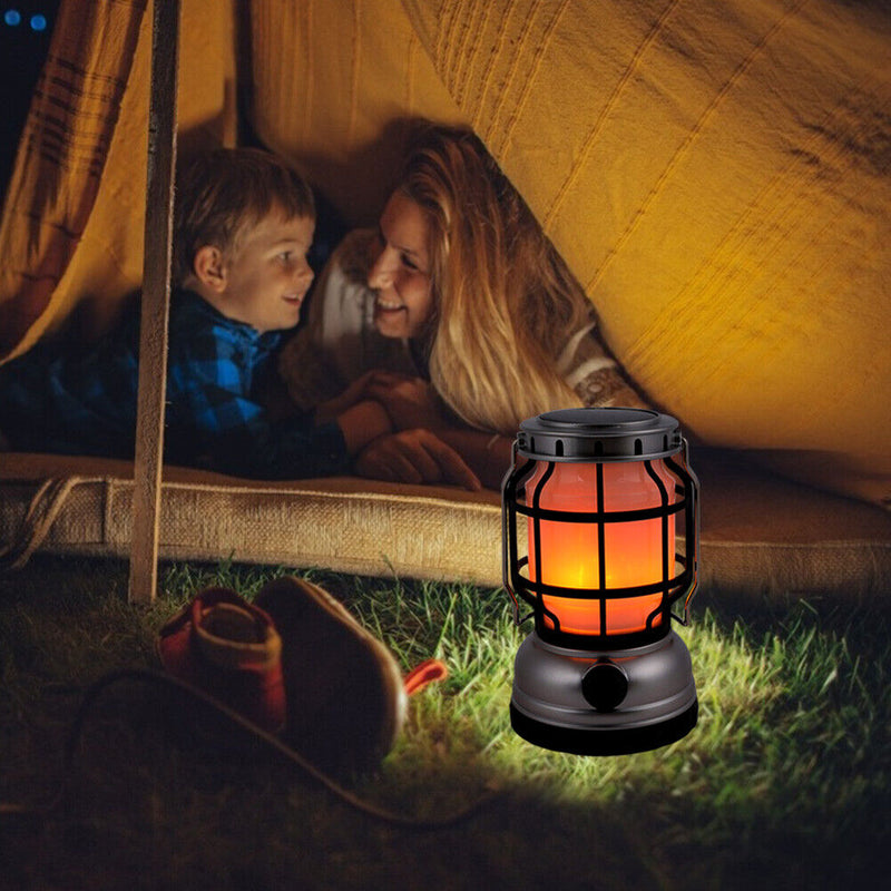 LED Solar Barn Lantern Lamp Portable Outdoor Camping Tent Light USB Rechargea